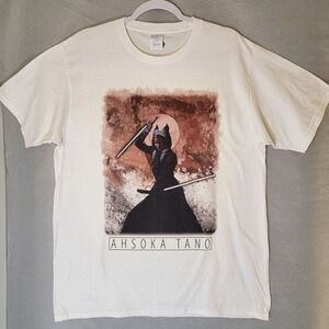 Star Wars Ahsaka Tano Tee Tshirt Unisex L White‎ Graphic Print Short Sleeves New